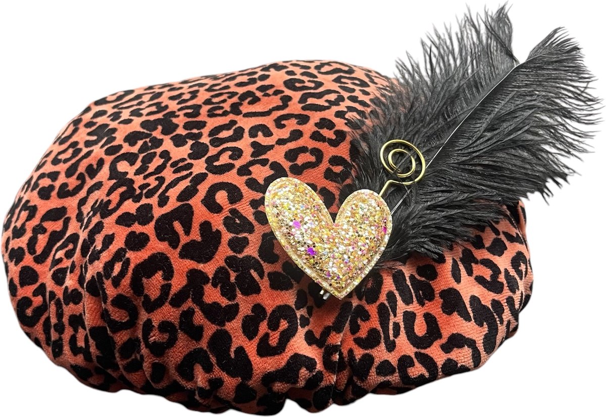 Pietenmuts| handmade | Kind | one size | Sint en Piet | panter | roestkleur| glitter